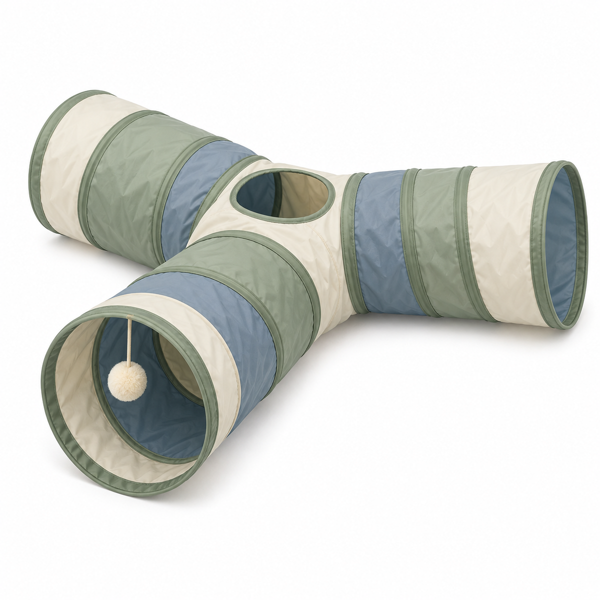 Braided Rope Ring Dog Toy with Treat Ball - Green & Cream, 10 Inch