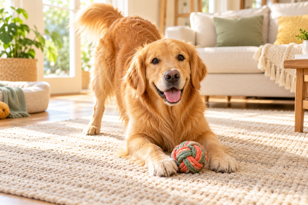 A happy dog ready to play