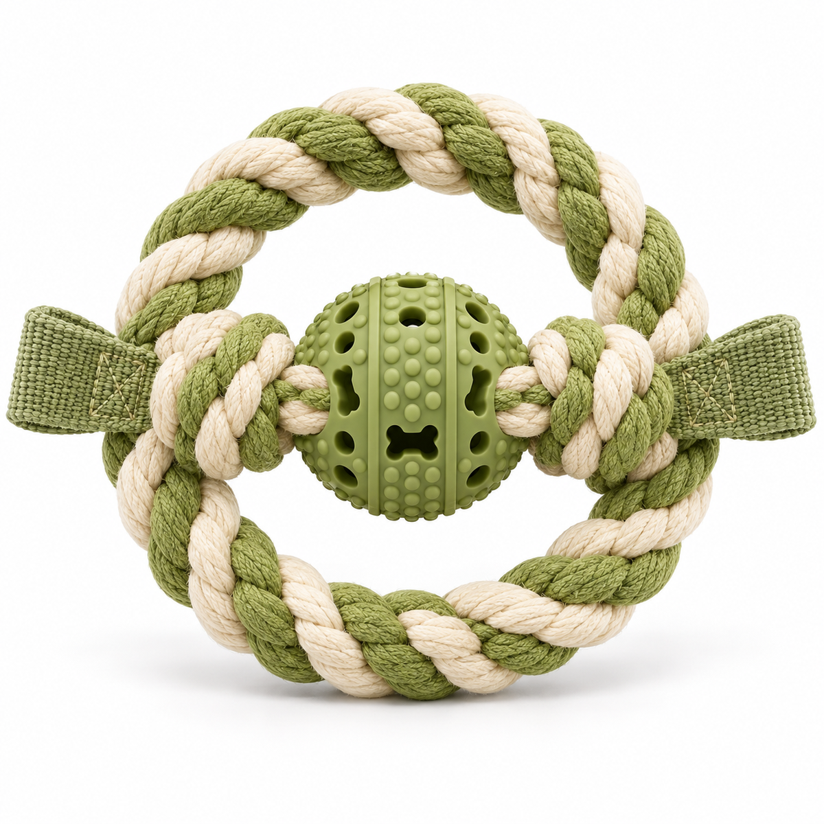 Botanical Cat Tunnel Bed with Quilted Mat & Two Play Balls - Sage & Cream