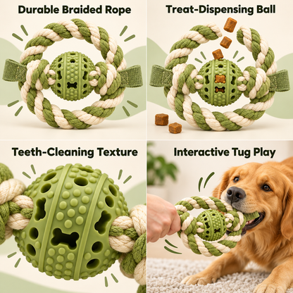 Botanical Cat Tunnel Bed with Quilted Mat & Two Play Balls - Sage & Cream