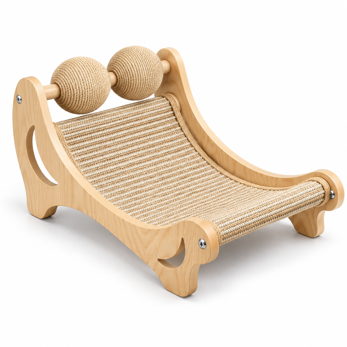 Cat Perch with Bolster Bed, Sisal Scratching Post & Hanging Ball - Cream & Olive