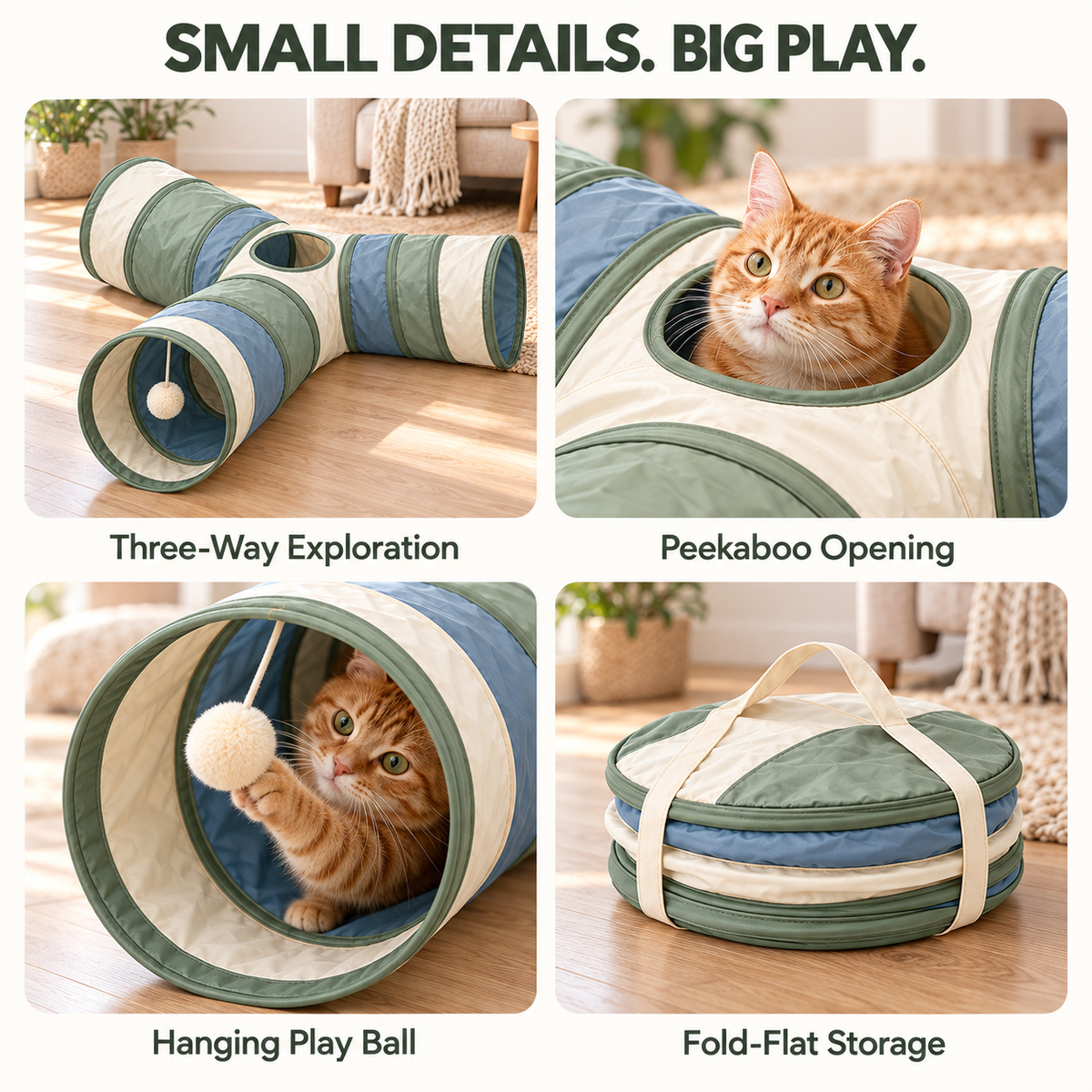 Braided Rope Ring Dog Toy with Treat Ball - Green & Cream, 10 Inch
