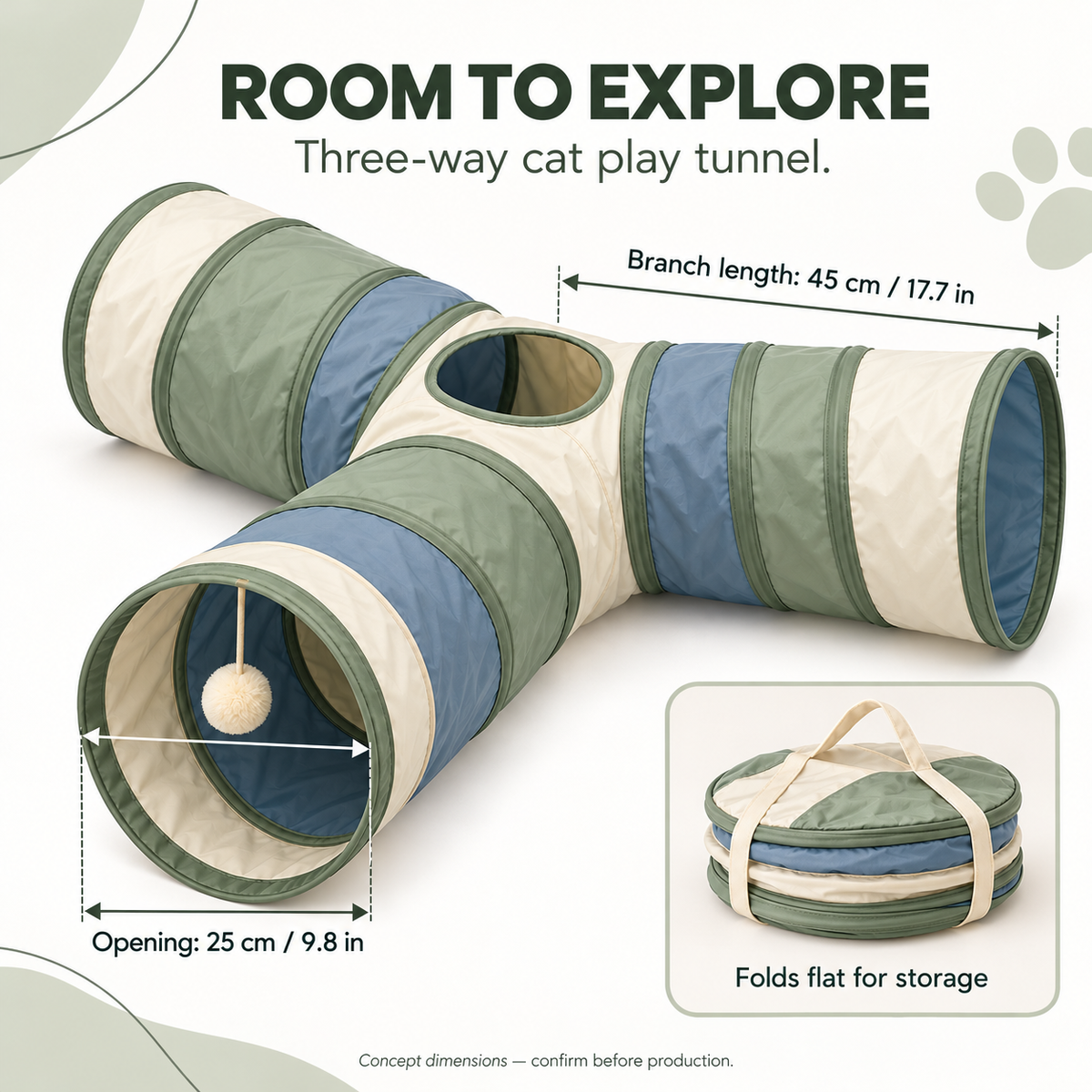 Braided Rope Ring Dog Toy with Treat Ball - Green & Cream, 10 Inch