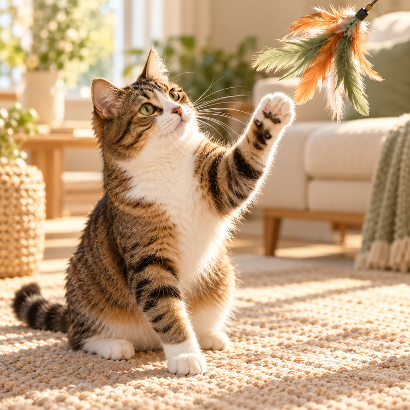A playful moment with a cat